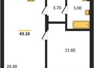 Продажа 1-ком. квартиры, 43.1 м2, Новосибирск, улица Аэропорт, 88, ЖК Авиатор