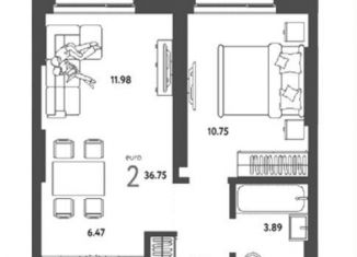 Продажа 2-ком. квартиры, 36.8 м2, Новосибирск, метро Площадь Гарина-Михайловского