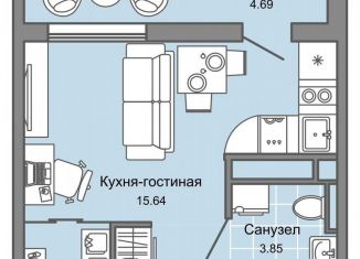 Квартира на продажу студия, 25 м2, Ульяновская область, жилой комплекс Светлые кварталы, 2