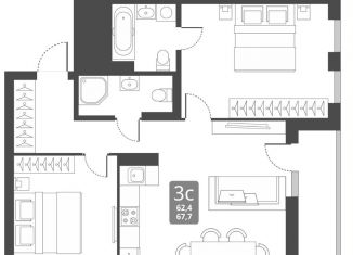 Продажа 3-ком. квартиры, 67.7 м2, Новосибирск, Тайгинская улица, с3