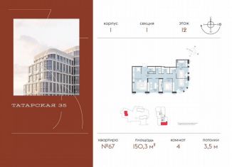 Продается 4-ком. квартира, 150.3 м2, Москва, Большая Татарская улица, 35с6