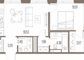 Продажа 1-комнатной квартиры, 46.2 м2, Санкт-Петербург, муниципальный округ Гавань