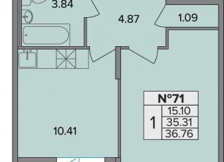 Продаю 1-комнатную квартиру, 36.8 м2, посёлок Шушары