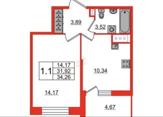 Продажа 1-комнатной квартиры, 31.9 м2, Санкт-Петербург, метро Комендантский проспект