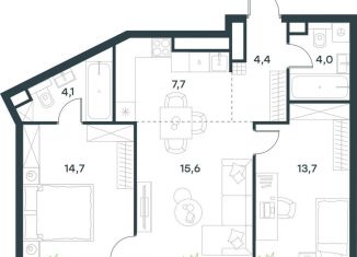 Продаю 3-ком. квартиру, 64.2 м2, Москва, Профсоюзная улица, 2/22