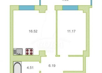 Продам 1-ком. квартиру, 39.5 м2, Тюмень, улица Николая Никитина, 12, ЖК Квартал 1964