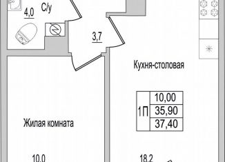 Продажа однокомнатной квартиры, 37.4 м2, деревня Борисовичи, улица Героя России Досягаева, 6