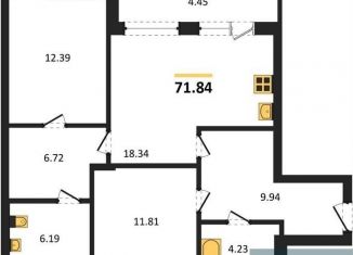 Продается двухкомнатная квартира, 71.8 м2, Воронеж, Левобережный район