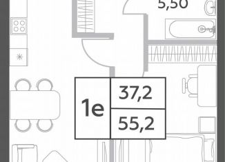 2-комнатная квартира на продажу, 55.2 м2, Москва, проспект Генерала Дорохова, вл1к1, ЖК Вилл Тауэрс