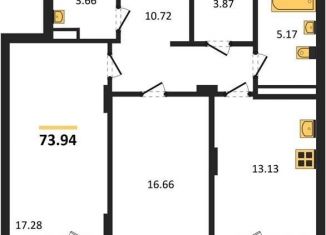 Продажа 2-ком. квартиры, 73.9 м2, Воронеж, Коминтерновский район