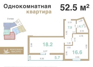 1-комнатная квартира на продажу, 52.5 м2, Москва, Шоссейная улица, 27, станция Люблино