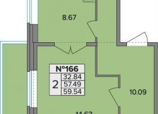 Продается 2-ком. квартира, 59.5 м2, посёлок Шушары