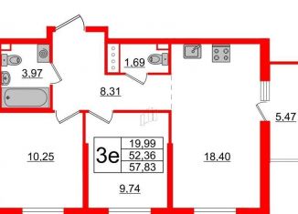 Продается двухкомнатная квартира, 52.4 м2, Ленинградская область, Тихая улица, 1