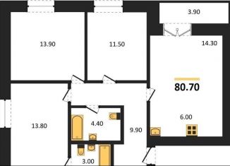 Продам трехкомнатную квартиру, 80.7 м2, Новосибирск, Октябрьский район, улица Кирова, 342