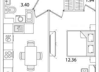 Однокомнатная квартира на продажу, 34.4 м2, Санкт-Петербург