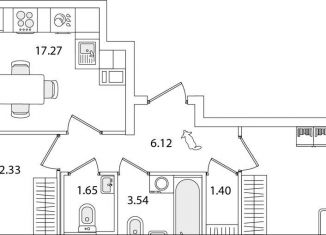 Продаю 2-ком. квартиру, 55.5 м2, Санкт-Петербург