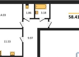 Продаю 2-комнатную квартиру, 58.4 м2, Воронеж, Коминтерновский район, улица Лидии Рябцевой, 42