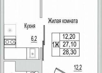 Продается однокомнатная квартира, 28.3 м2, деревня Борисовичи, улица Героя России Досягаева, 6