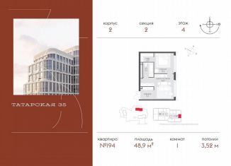 Продаю 1-ком. квартиру, 48.9 м2, Москва, Большая Татарская улица, 35с20-21