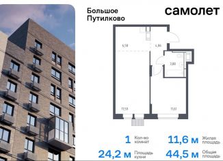 1-комнатная квартира на продажу, 44.5 м2, деревня Путилково