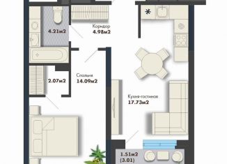 Продается 1-комнатная квартира, 44.6 м2, Екатеринбург, Октябрьский район, Сибирский тракт, 16