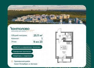 Квартира на продажу студия, 25.1 м2, Санкт-Петербург, Ивинская улица, 5к2, Приморский район