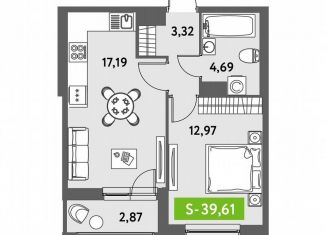 1-комнатная квартира на продажу, 39.6 м2, Санкт-Петербург, метро Звёздная