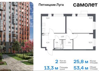 Продается 2-комнатная квартира, 53.4 м2, Московская область, жилой комплекс Пятницкие Луга, к2/1