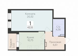 Продажа однокомнатной квартиры, 43.6 м2, Воронеж, улица 45-й Стрелковой Дивизии, 259/27, Коминтерновский район