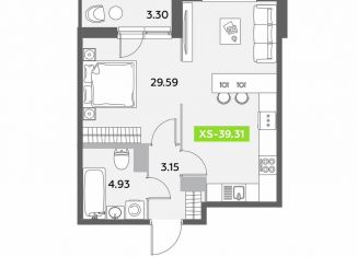 Продам квартиру студию, 39.3 м2, Санкт-Петербург, метро Купчино