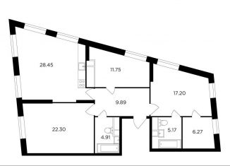 Трехкомнатная квартира на продажу, 105.9 м2, Москва, улица Петра Алексеева, 14, ЖК Кутузов Град 2