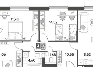 3-комнатная квартира на продажу, 81.9 м2, Московская область