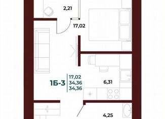 Продажа 1-комнатной квартиры, 34.4 м2, Пензенская область, проспект Строителей, 21Ак1