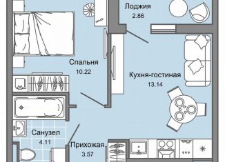 2-комнатная квартира на продажу, 32 м2, Ульяновск, жилой комплекс Светлые кварталы, 2