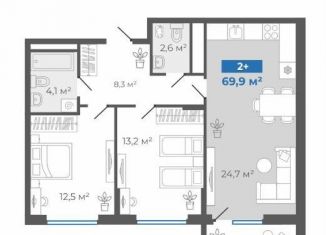 Продам 2-комнатную квартиру, 69.9 м2, Тюменская область, Интернациональная улица, 197В