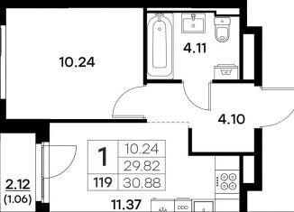 Продается 1-комнатная квартира, 30.9 м2, Владимирская область, Тракторная улица, 43