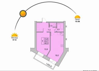 Продается 1-ком. квартира, 45.3 м2, Вологодская область, Окружное шоссе, 39