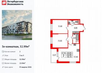 Продам 2-комнатную квартиру, 53 м2, Санкт-Петербург