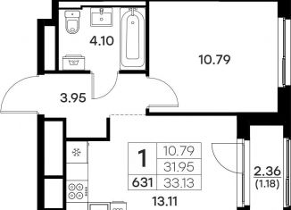 Продаю 1-ком. квартиру, 33.1 м2, Владимирская область, Тракторная улица, 43