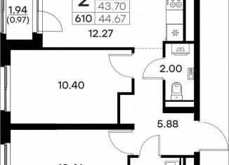 Продажа 2-ком. квартиры, 44.7 м2, Владимирская область, Тракторная улица, 43