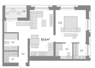 Продам 2-комнатную квартиру, 67.4 м2, Новосибирск