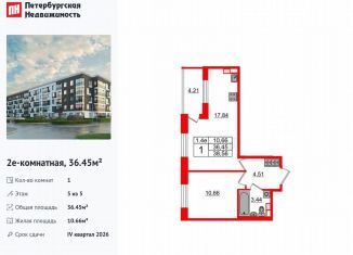 Продам 1-комнатную квартиру, 36.5 м2, Санкт-Петербург, муниципальный округ Пулковский Меридиан, Пулковское шоссе, 7к2