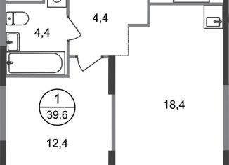 Продаю однокомнатную квартиру, 39.6 м2, деревня Рассказовка, деревня Рассказовка, 2