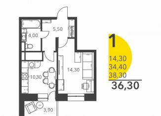 Однокомнатная квартира на продажу, 36 м2, Домодедово