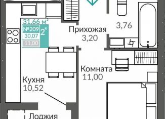 Продается 1-комнатная квартира, 30.1 м2, Симферополь, Киевский район