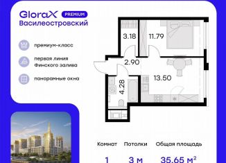 Продаю 1-комнатную квартиру, 36.7 м2, Санкт-Петербург, Василеостровский район, улица Челюскина, 10