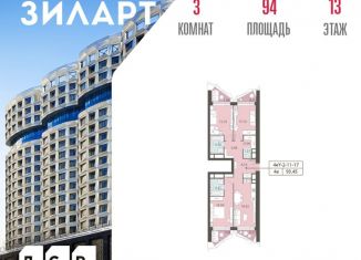 Продается 3-комнатная квартира, 94 м2, Москва, бульвар Братьев Весниных, 1, ЖК Зиларт