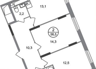 Продаю 2-комнатную квартиру, 56.5 м2, деревня Рассказовка, деревня Рассказовка, 2