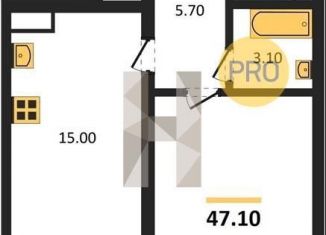 1-комнатная квартира на продажу, 47.1 м2, Воронеж, улица Фёдора Тютчева, 105