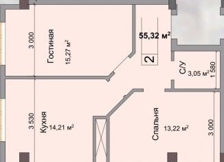 Продажа 2-комнатной квартиры, 55.5 м2, Нальчик, улица Байсултанова, 35А, район Горная